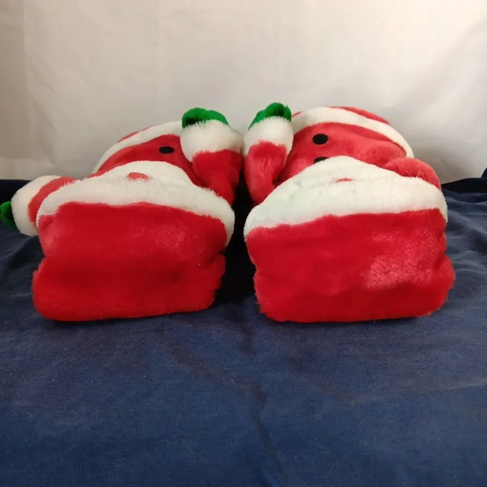 Vintage Santa Plush Pouch Christmas Decor Silent Craft Zipper Closer Satin Soft